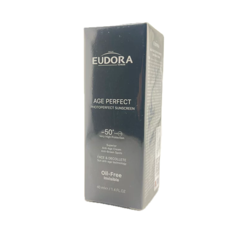 کرم ضد آفتاب بدون رنگ SPF 50 مدل Age Perfect ‌مناسب انواع پوست حجم 40 میلی‌لیتر Eudora