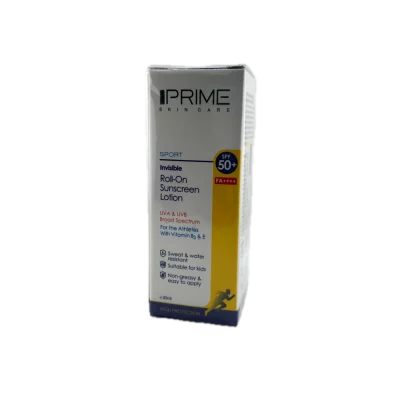 لوسیون ضد آفتاب SPF 50 رول آن و فاقد رنگ مناسب انواع پوست Prime