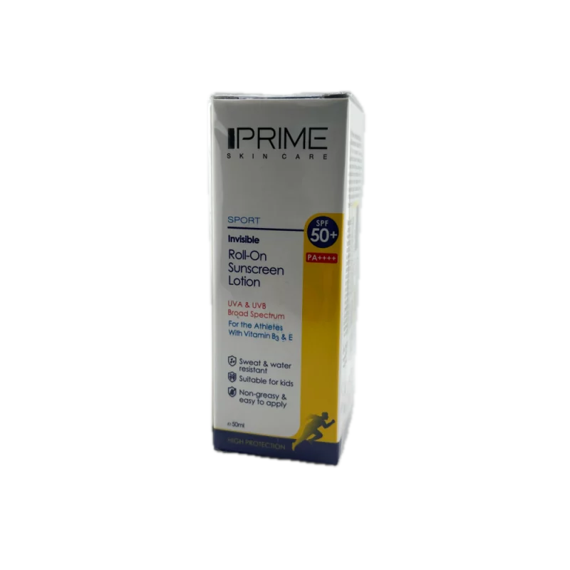 لوسیون ضد آفتاب SPF 50 رول آن و فاقد رنگ مناسب انواع پوست Prime