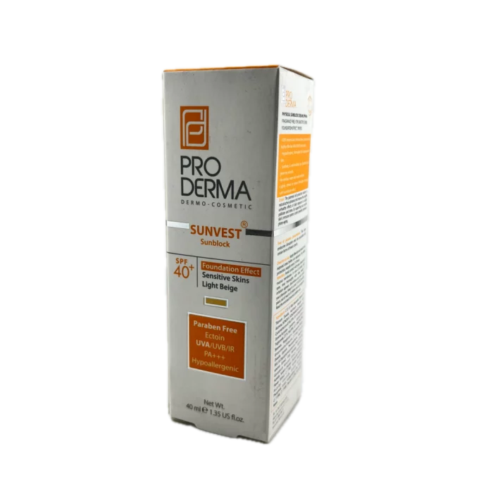 کرم ضد آفتاب رنگی با SPF40 مناسب برای پوست حساس بژ روشن ProDerma