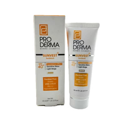 کرم ضد آفتاب رنگی با SPF40 مناسب برای پوست حساس بژ روشن ProDerma