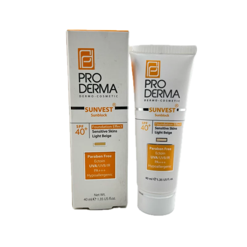 کرم ضد آفتاب رنگی با SPF40 مناسب برای پوست حساس بژ روشن ProDerma