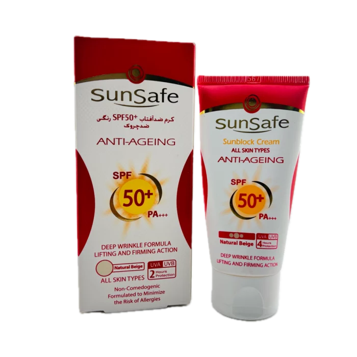 کرم ضد آفتاب ضد چروک مناسب انواع پوست بژ طبیعی SunSafe
