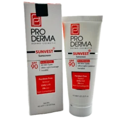 کرم ضد آفتاب SPF90+ سان وست ضد چروک بدون رنگ پرودرما PRODERMA