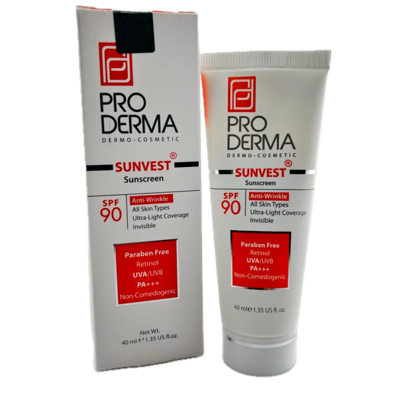 کرم ضد آفتاب و ضد چروک SPF90 مناسب برای انواع پوست بدون رنگ ProDerma