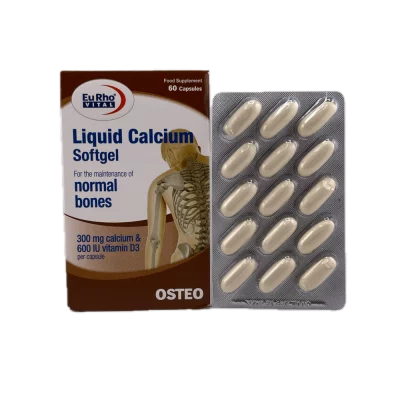 سافت ژل یوروویتال مدل Liquid Calcium بسته 60 عددی EuRho VITAL