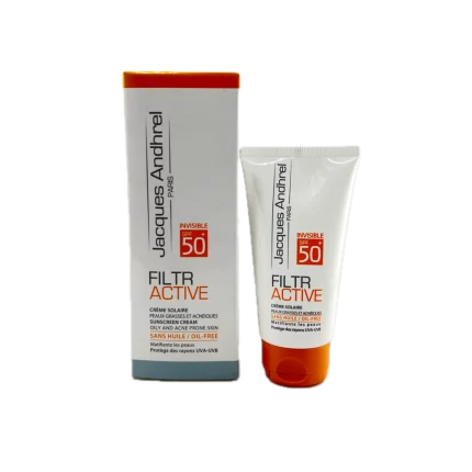 کرم ضد آفتاب بدون رنگ پوست چرب و مستعد آکنه SPF50 ژاک آندرل پاریس 50 میلی لیتر