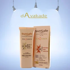 ضد آفتاب کرم پودری پرایمری SPF50 بژ طلایی NC20 سان سیف SUNSAFE
