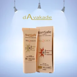 ضد آفتاب کرم پودری پرایمری SPF50 بژ وانیلی N15 سان سیف SUNSAFE