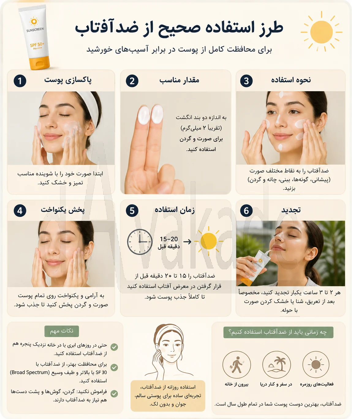 نحوه صحیح استفاده و تمدید ضدآفتاب روی صورت